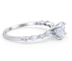 Load image into Gallery viewer, 1.00ct 4 Prong Round Moissanite Solitaire Ring, Art Deco Solitaire Ring Marquise Side Stones, Sterling Silver with Gold / Rose Gold Vermeil