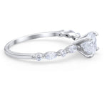 Load image into Gallery viewer, 1.00ct 4 Prong Round Diamond Solitaire Ring, Art Deco Solitaire Ring Marquise Side Stones, Sterling Silver with Gold and Rose Gold Vermeil