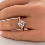 Load image into Gallery viewer, 2.00ct Bezel Engagement Ring Set, Round Bezel Simulated Diamond Ring, Proposal Set, Bridal Ring Set, Minimalist Ring Set, Wedding Set