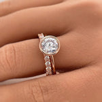 Load image into Gallery viewer, 2.00ct Bezel Engagement Ring Set, Round Bezel Simulated Diamond Ring, Proposal Set, Bridal Ring Set, Minimalist Ring Set, Wedding Set