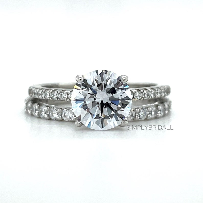 2.00ct Solitaire Engagement Ring Set, 4 Prong Engagement Ring Set, Minimalist Rings Set, Bridal Set, Proposal Set, Round Diamond Solitaire