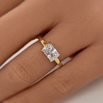 Load image into Gallery viewer, 1.00ct Horizontal Radiant Diamond Ring, Radiant Cut Horizontal Engagement Ring, Solitaire Radiant Ring, East West Diamond Ring