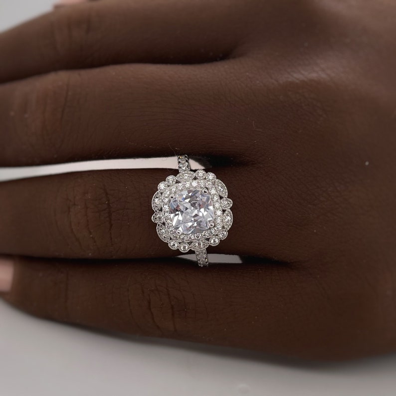 2.50ct Art Deco Cushion Cut Engagement Ring, Cushion Cut Diamond, Antique Ring, Wedding Ring, Art Deco Proposal Ring, Bridal Ring