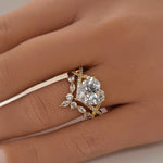 Load image into Gallery viewer, 3.00ct Heart Engagement Ring Set, Infinity Heart Ring with Fitted Chevron Band , Heart Diamond Ring Set, Wedding Ring Set