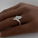 Load image into Gallery viewer, Art Deco Pear Engagement Ring, Pear Cluster, Wedding Ring ,Pear Diamond, Art Deco Engagement Ring, Accent Ring