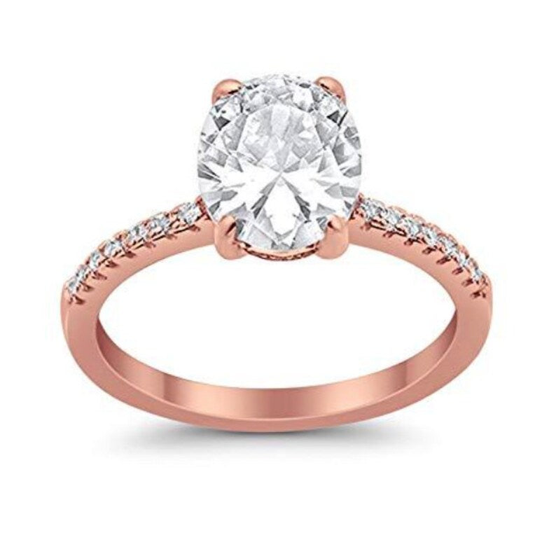 2.50ct Oval Moissanite Engagement Ring, Oval Engagement Ring, Proposal Ring, Bridal Ring, Moissanite with Certificate, Hidden Halo