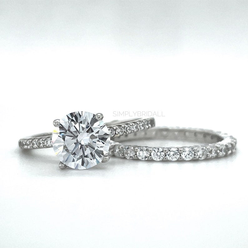 2.00ct Solitaire Engagement Ring Set, 4 Prong Engagement Ring Set, Minimalist Rings Set, Bridal Set, Proposal Set, Round Diamond Solitaire