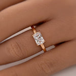Load image into Gallery viewer, 1.00ct Horizontal Radiant Diamond Ring, Radiant Cut Horizontal Engagement Ring, Solitaire Radiant Ring, East West Diamond Ring