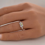 Load image into Gallery viewer, 1.00ct Horizontal Emerald Cut Diamond Ring, Emerald Cut Horizontal Engagement Ring, Solitaire Emerald Ring, East West Emerald Diamond Ring