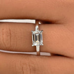 Load image into Gallery viewer, 1.00ct Horizontal Emerald Cut Diamond Ring, Emerald Cut Horizontal Engagement Ring, Solitaire Emerald Ring, East West Emerald Diamond Ring