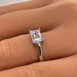 Load image into Gallery viewer, 1.00ct Horizontal Emerald Cut Diamond Ring, Emerald Cut Horizontal Engagement Ring, Solitaire Emerald Ring, East West Emerald Diamond Ring