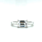 Load image into Gallery viewer, 1.00ct Horizontal Emerald Cut Diamond Ring, Emerald Cut Horizontal Engagement Ring, Solitaire Emerald Ring, East West Emerald Diamond Ring
