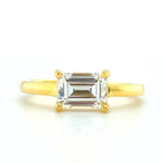 Load image into Gallery viewer, 1.00ct Horizontal Emerald Cut Diamond Ring, Emerald Cut Horizontal Engagement Ring, Solitaire Emerald Ring, East West Emerald Diamond Ring