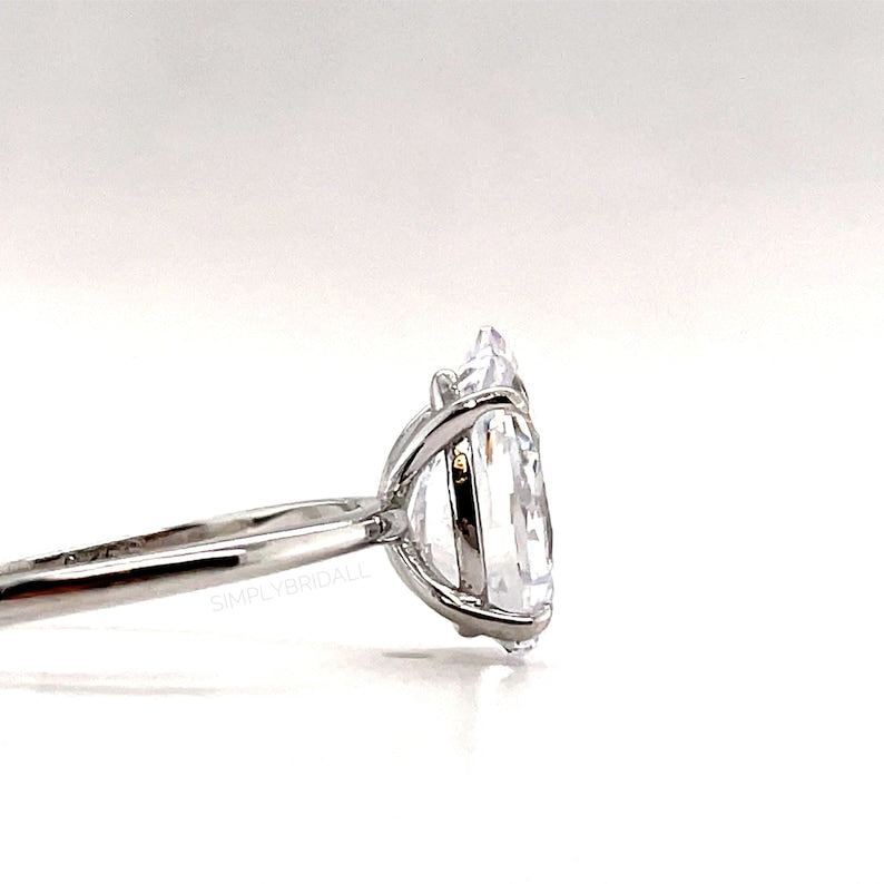 3.00ct Pear Moissanite Engagement Ring, Teardrop Solitaire Ring, Moissanite Bridal Ring, Proposal Ring, Pear Moissanite Ring