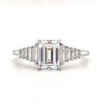 Load image into Gallery viewer, Art Deco Moissanite Engagement Ring, 1.00ct Emerald Cut, Art Deco Ring, Art Deco Emerald Cut Moissanite Engagement Ring, Bridal Ring