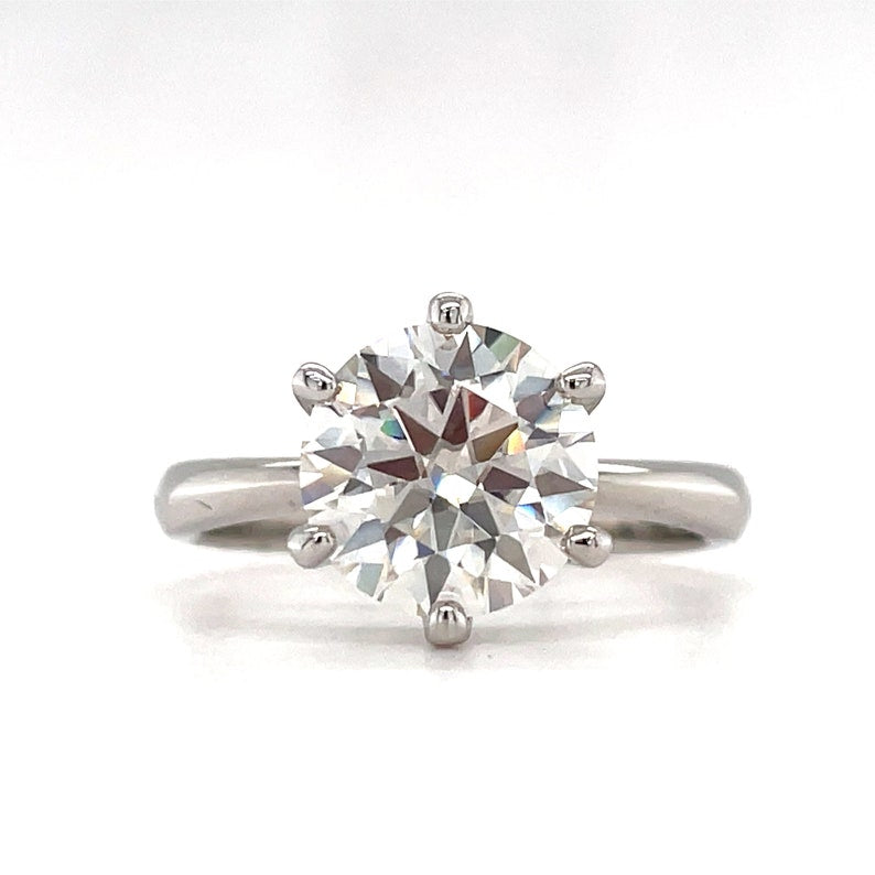 1.00ct Round Moissanite Solitaire Ring, 6 Prong Moissanite Engagement Ring, Bridal Ring, Proposal Ring, Sterling Silver with Vermeil