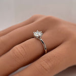 Load image into Gallery viewer, 1.00ct Round Moissanite Solitaire Ring, 6 Prong Moissanite Engagement Ring, Bridal Ring, Proposal Ring, Sterling Silver with Vermeil