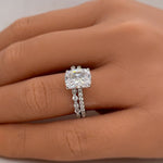 Load image into Gallery viewer, 2.50 Elongated Cushion Cut Moissanite Engagement Ring, Solitaire Long Cushion Cut Moissanite Ring, Sterling Silver with Vermeil or 14k Gold