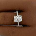 Load image into Gallery viewer, 2.50 Elongated Cushion Cut Moissanite Engagement Ring, Solitaire Long Cushion Cut Moissanite Ring, Sterling Silver with Vermeil