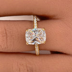 Load image into Gallery viewer, 2.50 Elongated Cushion Cut Moissanite Engagement Ring, Solitaire Long Cushion Cut Moissanite Ring, Sterling Silver with Vermeil or 14k Gold