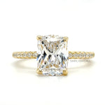 Load image into Gallery viewer, 2.50 Elongated Cushion Cut Moissanite Engagement Ring, Solitaire Long Cushion Cut Moissanite Ring, Sterling Silver with Vermeil or 14k Gold