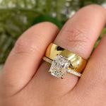 Load image into Gallery viewer, 2.50 Elongated Cushion Cut Moissanite Engagement Ring, Solitaire Long Cushion Cut Moissanite Ring, Sterling Silver with Vermeil
