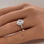 Load image into Gallery viewer, 1.00ct Oval Moissanite Ring, Dainty Art Deco Ring, Minimalist Dainty Flower Ring, Art Deco, Oval Moissanite Engagement Ring, Bridal Ring