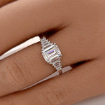 Load image into Gallery viewer, Art Deco Moissanite Engagement Ring, 1.00ct Emerald Cut, Art Deco Ring, Art Deco Emerald Cut Moissanite Engagement Ring, Bridal Ring