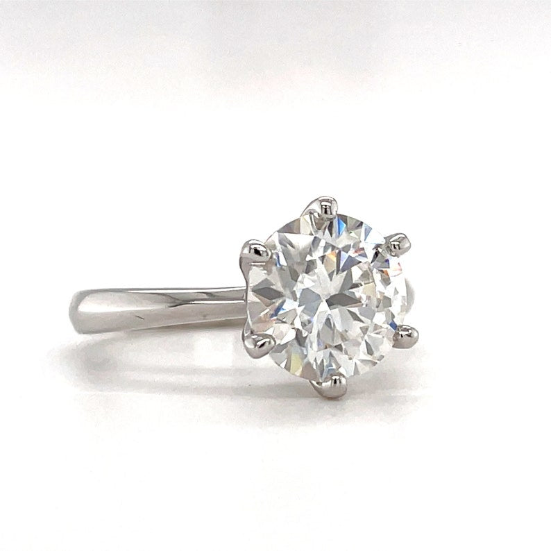 1.00ct Round Moissanite Solitaire Ring, 6 Prong Moissanite Engagement Ring, Bridal Ring, Proposal Ring, Sterling Silver with Vermeil