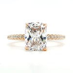 Load image into Gallery viewer, 2.50 Elongated Cushion Cut Moissanite Engagement Ring, Solitaire Long Cushion Cut Moissanite Ring, Sterling Silver with Vermeil