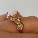 Load image into Gallery viewer, Opal on a Vine Engagement Ring, Pear Opal Engagement Ring, Leaf Engagement Ring, Nature Inspired, Bridal Ring