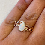 Load image into Gallery viewer, Opal on a Vine Engagement Ring, Pear Opal Engagement Ring, Leaf Engagement Ring, Nature Inspired, Bridal Ring