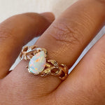 Load image into Gallery viewer, Opal on a Vine Engagement Ring, Pear Opal Engagement Ring, Leaf Engagement Ring, Nature Inspired, Bridal Ring