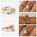 Load image into Gallery viewer, Opal on a Vine Engagement Ring, Pear Opal Engagement Ring, Leaf Engagement Ring, Nature Inspired, Bridal Ring