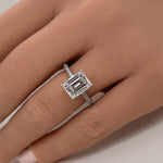 Load image into Gallery viewer, 2.50ct Emerald Cut Moissanite Engagement Ring, Emerald Cut Solitaire Ring, Moissanite, Sterling Silver, Gold, Rose Gold Vermeil