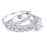Load image into Gallery viewer, 1.00ct Oval Halo Ring Set, 3 Ring Set, Art Deco Ring Set, Sterling Silver with Vermeil, Minimalist Set, Bridal Set, Engagement Ring Set