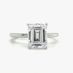 Load image into Gallery viewer, 2.50ct Emerald Cut Simulated Diamond Engagement Ring, Emerald Cut Solitaire Ring, Emerald Cut, Sterling Silver, Gold, Rose Gold Vermeil