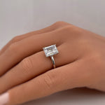 Load image into Gallery viewer, 2.50ct Emerald Cut Simulated Diamond Engagement Ring, Emerald Cut Solitaire Ring, Emerald Cut, Sterling Silver, Gold, Rose Gold Vermeil