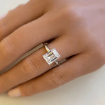 Load image into Gallery viewer, 2.50ct Emerald Cut Simulated Diamond Engagement Ring, Emerald Cut Solitaire Ring, Emerald Cut, Sterling Silver, Gold, Rose Gold Vermeil