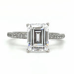 Load image into Gallery viewer, 2.50ct Emerald Cut Moissanite Engagement Ring, Emerald Cut Solitaire Ring, Moissanite, Sterling Silver, Gold, Rose Gold Vermeil