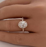 Load image into Gallery viewer, 1.00ct Oval Lab Diamond Engagement Ring, 14k Solid Gold Oval Wedding Ring, Oval Certified Lab Diamond Halo Engagement Ring, Bridal Ring