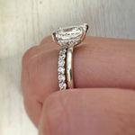 Load image into Gallery viewer, 3.00ct Crushed Ice Engagement Ring Set, Radiant Crushed Ice Solitaire Ring Set, Hidden Halo, Sterling Silver with Vermeil, Minimalist