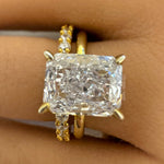 Load image into Gallery viewer, 3.00ct Crushed Ice Engagement Ring Set, Radiant Crushed Ice Solitaire Ring Set, Hidden Halo, Sterling Silver with Vermeil, Minimalist