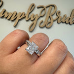 Load image into Gallery viewer, 3.00ct Crushed Ice Moissanite Engagement Ring, Radiant Cut Crushed Ice Solitaire Ring, Hidden Halo, Sterling Silver with Vermeil, Moissanite