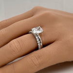 Load image into Gallery viewer, 2.50 Elongated Cushion Cut Moissanite Engagement Ring Set, Solitaire Long Cushion Cut Moissanite Ring Set, Sterling Silver with Vermeil
