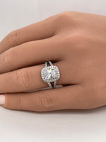 Load image into Gallery viewer, Cushion Cut Engagement Ring, Art Deco Cushion Ring, Split Shank, Simulated Cushion Diamond Ring, Sterling Silver