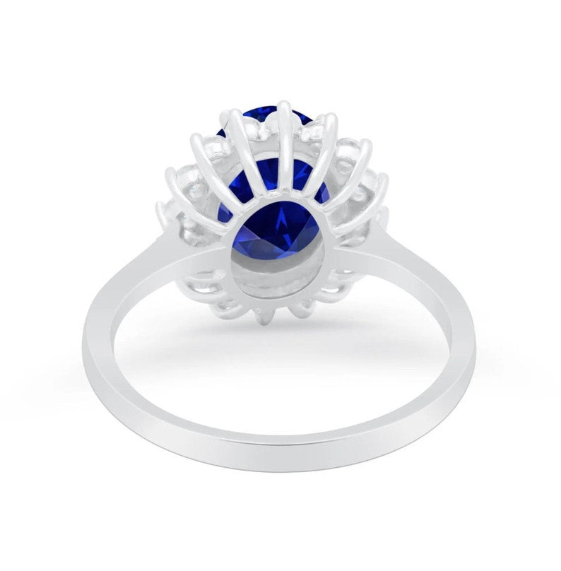 Oval Sapphire Halo Engagement Ring, Art Deco Sapphire Engagement Ring, Blue Ring, Oval Sapphire Proposal Ring, Statement Sapphire Ring