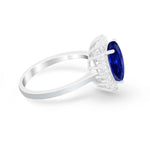 Load image into Gallery viewer, Oval Sapphire Halo Engagement Ring, Art Deco Sapphire Engagement Ring, Blue Ring, Oval Sapphire Proposal Ring, Statement Sapphire Ring