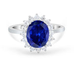 Load image into Gallery viewer, Oval Sapphire Halo Engagement Ring, Art Deco Sapphire Engagement Ring, Blue Ring, Oval Sapphire Proposal Ring, Statement Sapphire Ring
