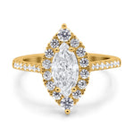 Load image into Gallery viewer, Marquise Diamond Engagement Ring, Marquise Halo Engagement Ring, Simple Minimalist Ring, Simulated Diamonds, Sterling Silver with Vermeil